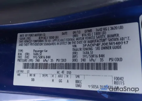 2014 Ford Fiesta Titanium из США, поврежденный, VIN 3FADP4FJ0EM148017